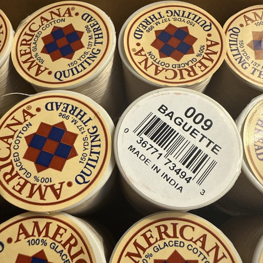 1 Case: 30 Spools - BAGUETTE Americana Quilting Thread 150 Yd 100% Glacéd Cotton - Picture 3 of 4